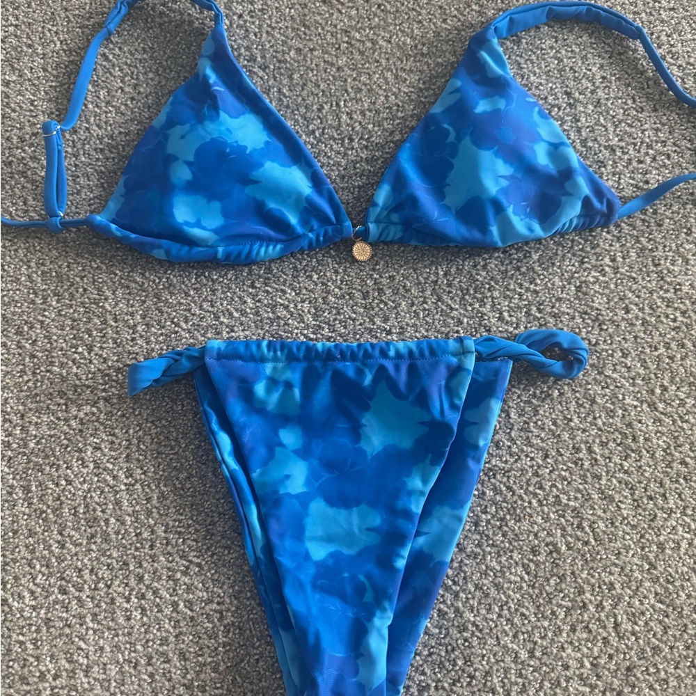 Blue Tie Dye Triangle Bikini